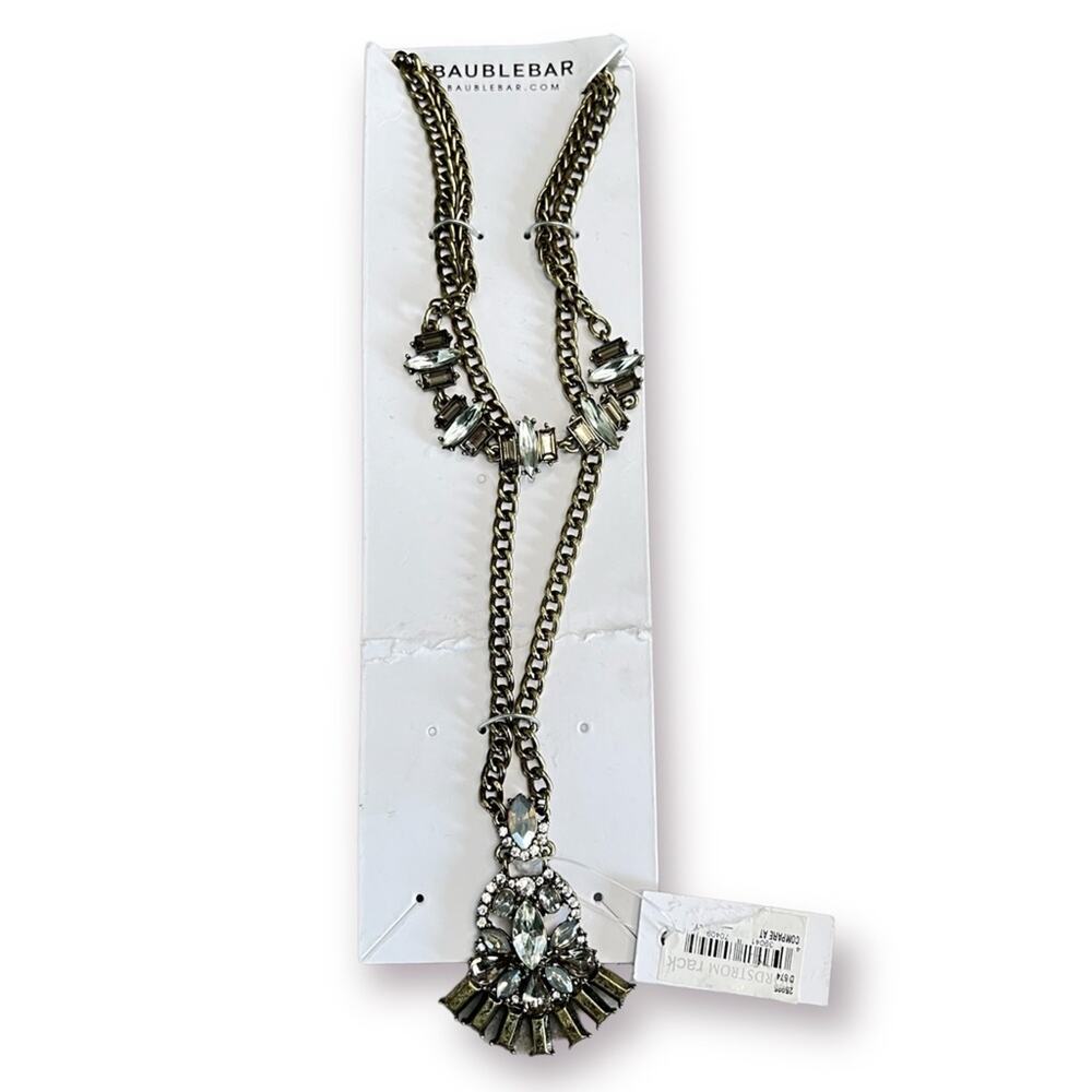 Baublebar double strand rhinestone necklace vintage inspired bronze brass tone